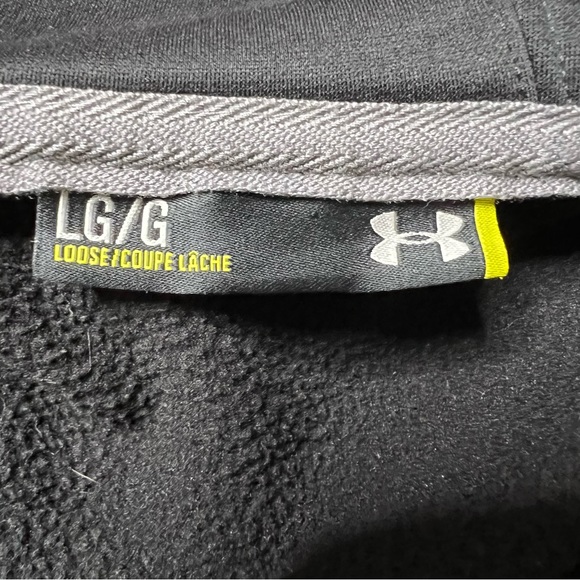 Under Armour Loose Fit Full Zip Hoodie Logo Sweatshirt in Black Men’s Sz L - Picture 7 of 12
